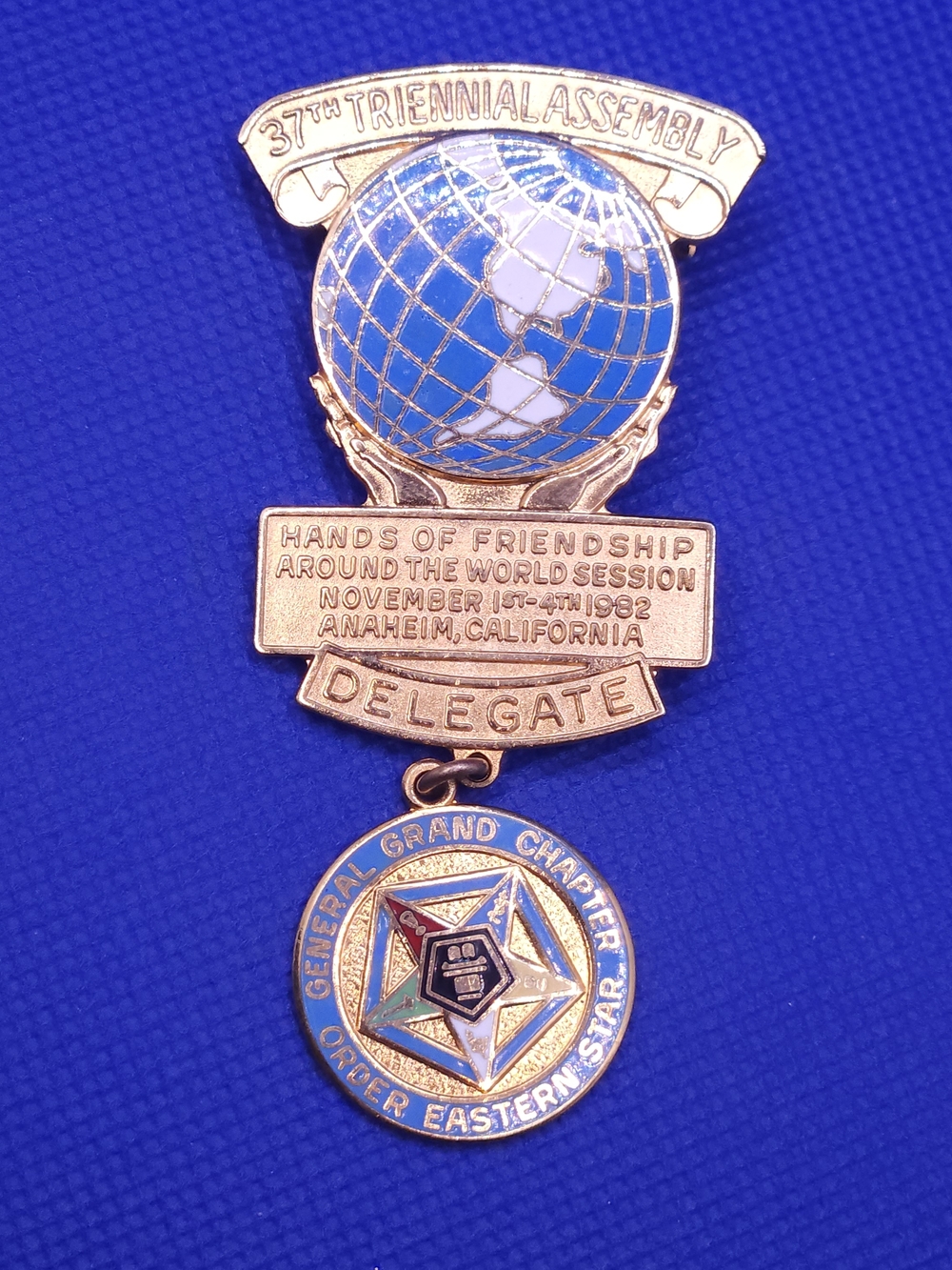 Order Eastern Star Grand Chapter Medal with Blue Enamel Border